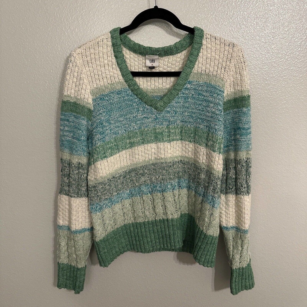 Cabi Mix Stitch V-Neck Sweater Size M